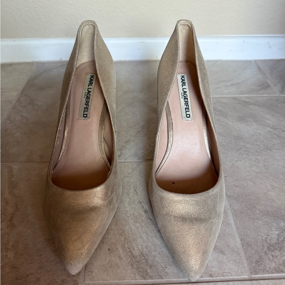Karl Lagerfeld Metallic Gold Heels